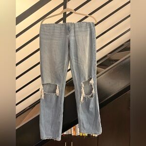 Abercrombie & Fitch Light Blue Distressed Boyfriend Jeans